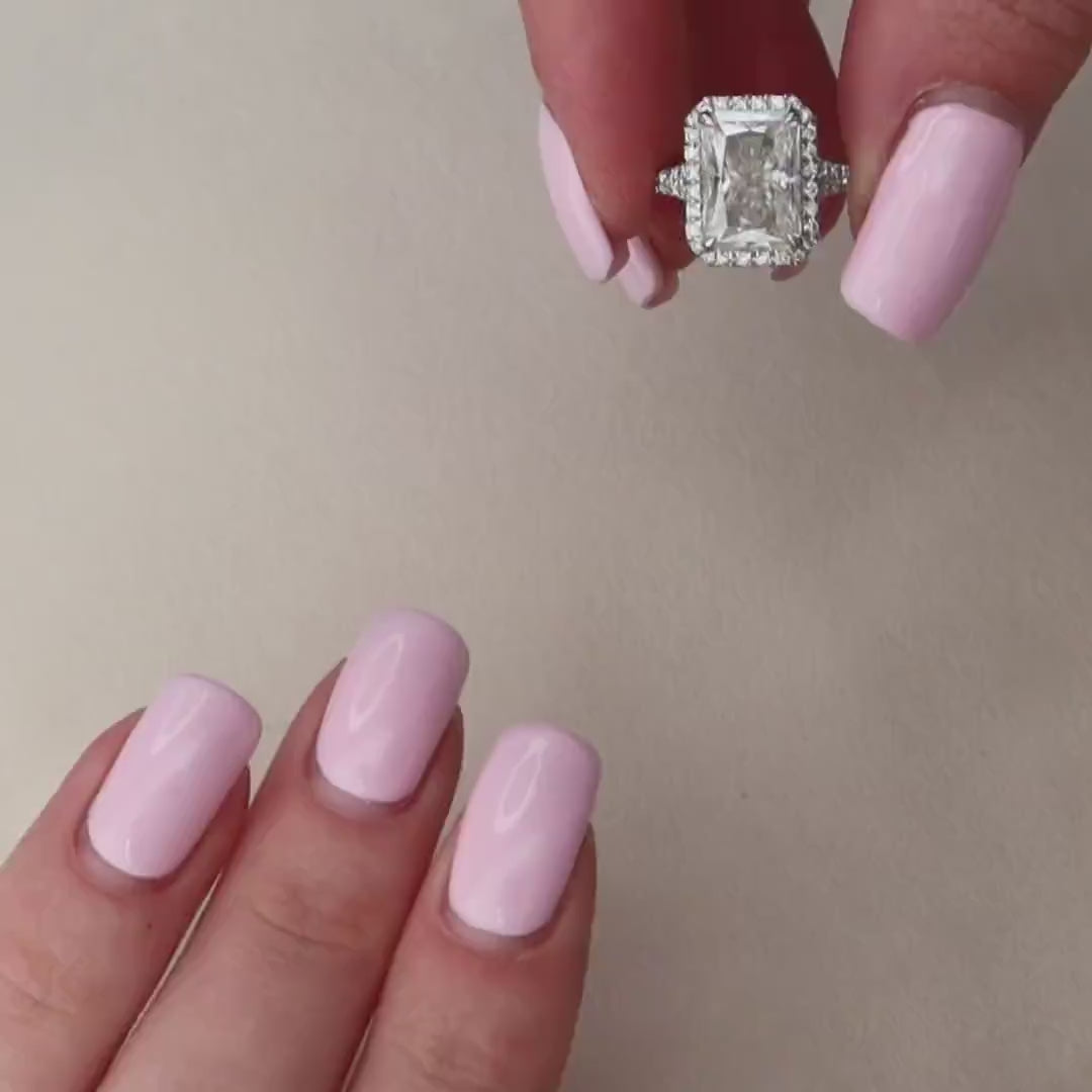 5.50 CT Radiant Halo & Split Shank Moissanite Engagement Ring